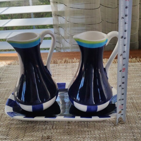 Living Art Stoneage VTG Cruet Set of 3 Carleen Gaby Stoneage Handpainted - Picture 8 of 13